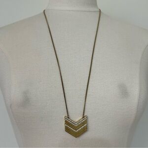 Pre-owned J. Crew gold tone arrowstack necklace with rhinestones